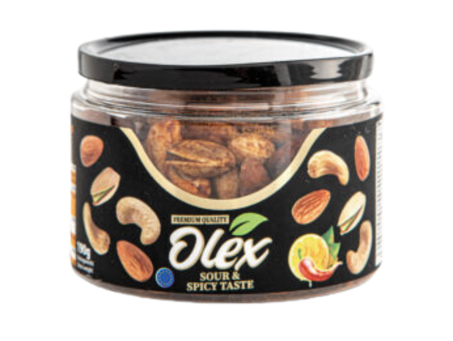 Lot de 12 boîtes de mélange de fruits à coque rôties et piquants au citron 190G OLEX