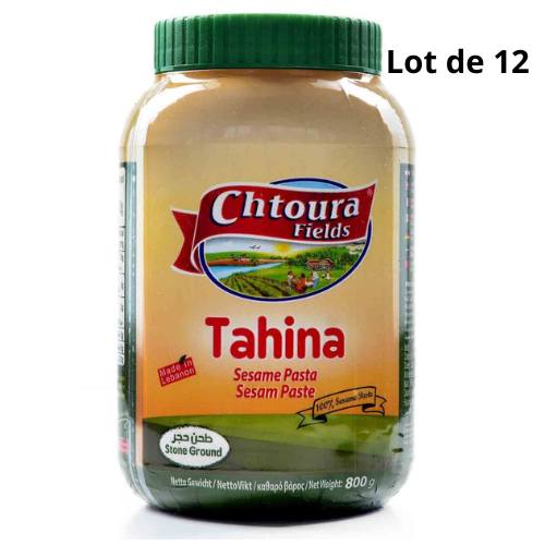 Lot de 12 pots de crème de sésame ( tahina ) - CHTOURA FIELDS Lot de 12 pots de 800G