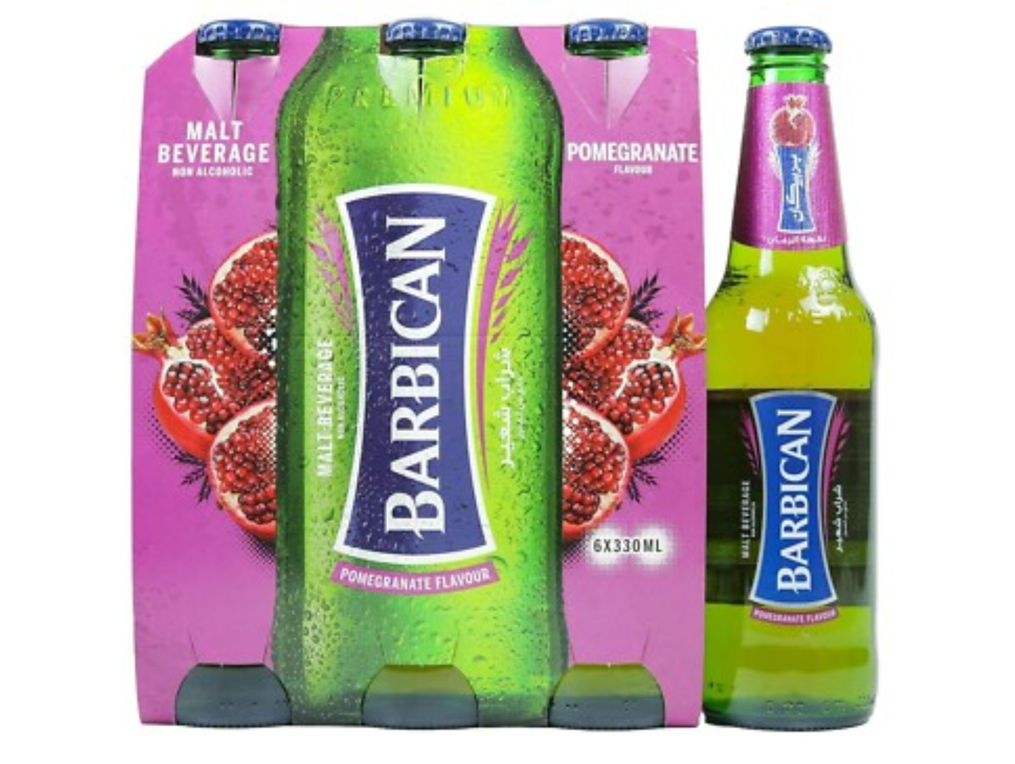 Lot de 6 bouteilles de bière sans alcool à la grenade 330ML - BARBICAN