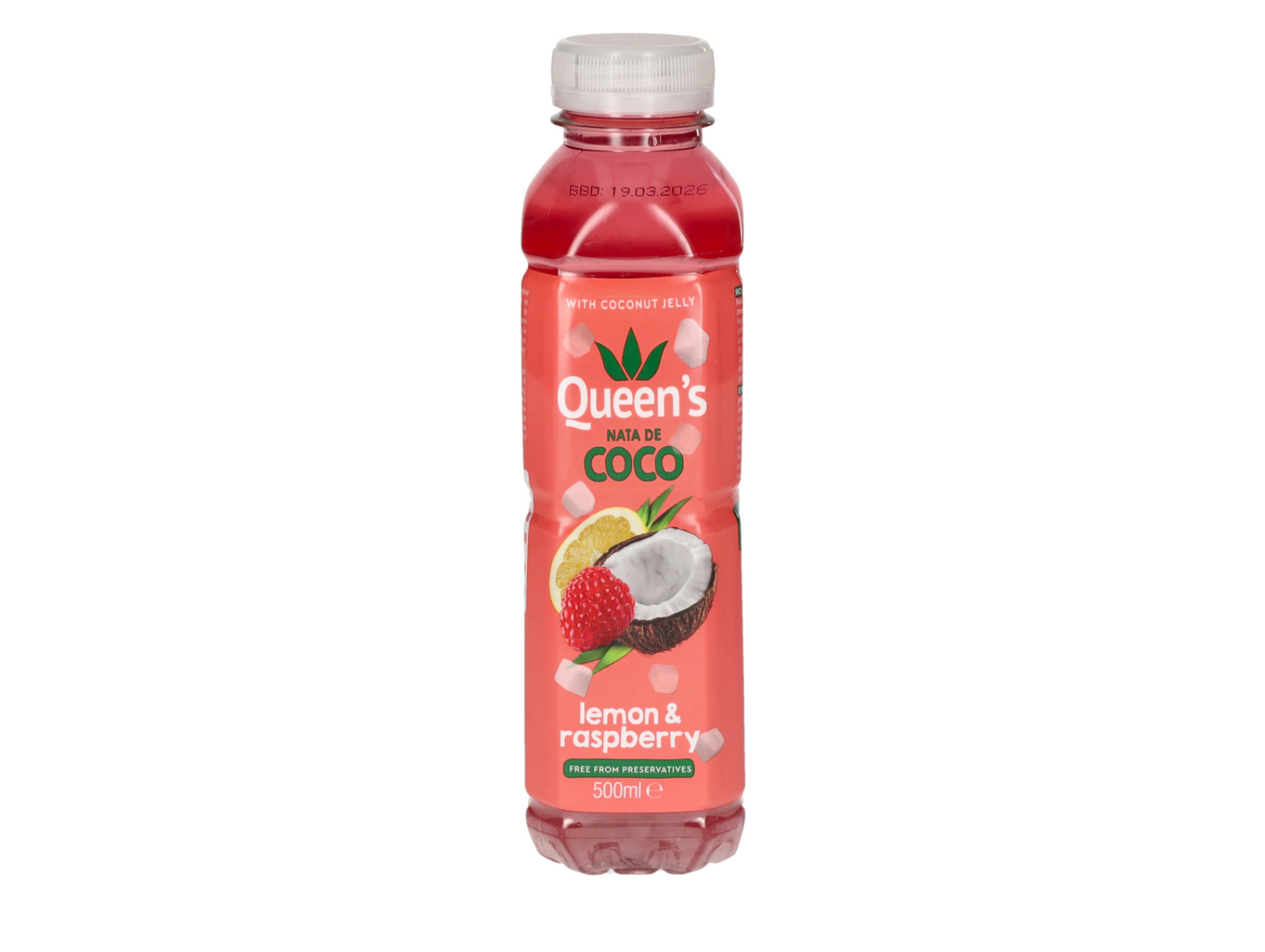 Lot de 12 bouteilles d'eau à l'aloe vera à la fraise, citron et à la noix de coco 500ML - QUEEN