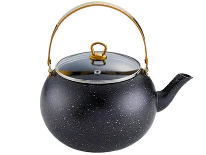 Théière prestige en inox gonflé marbré noir et doré - Collection LM19-3