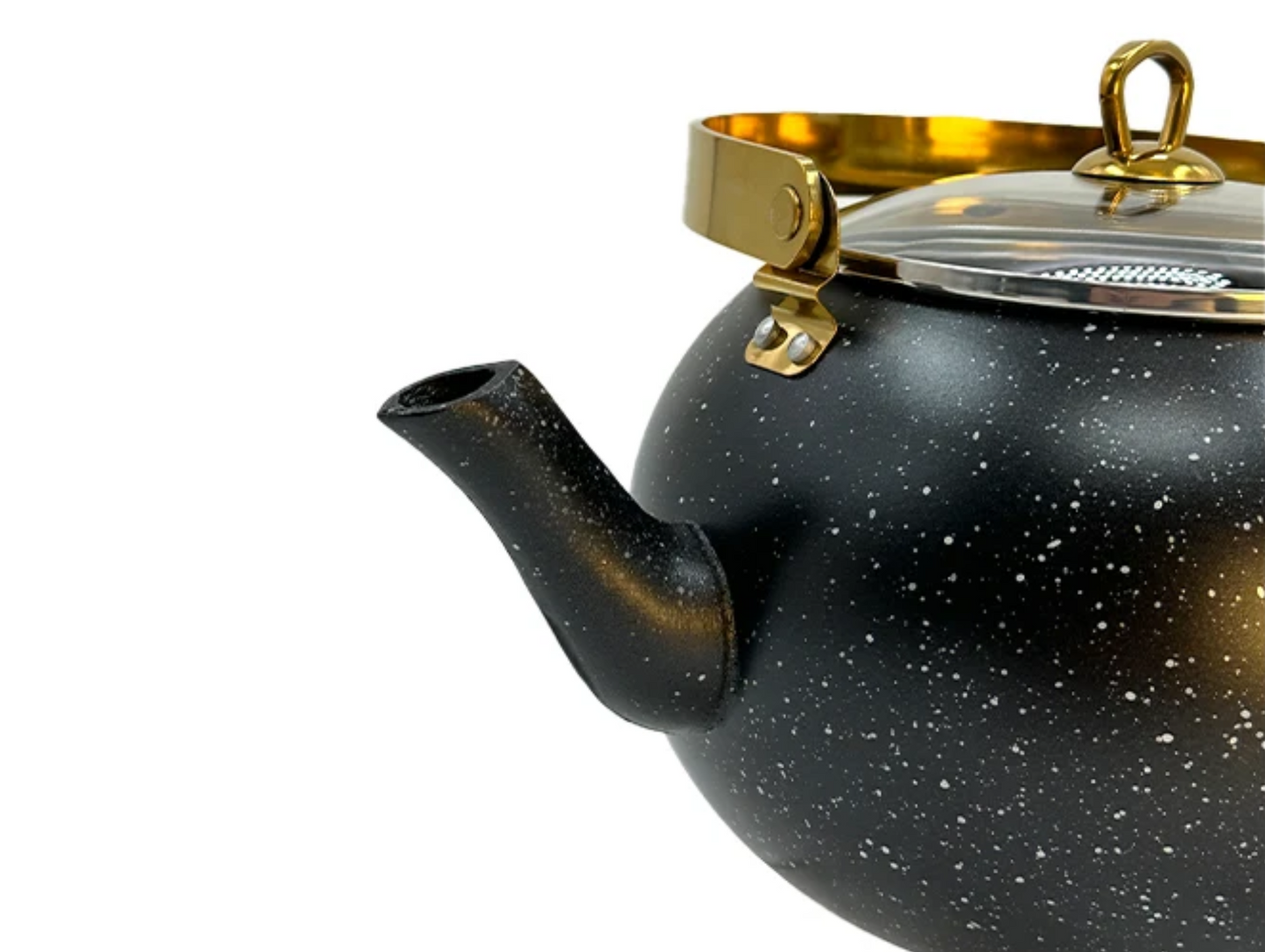 Théière prestige en inox gonflé marbré noir et doré - Collection LM19-3
