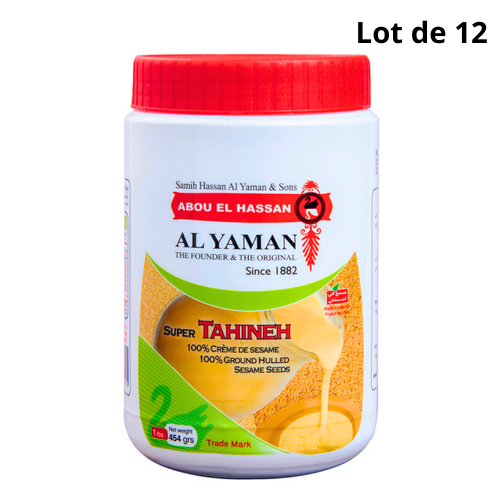 Lot de 10 tahina qualité premium 454G - AL YAMAN Lot de 10 pots de 454G