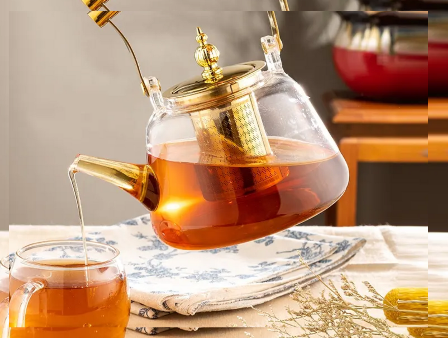 Théière verre éclat doré - Collection LM32-3