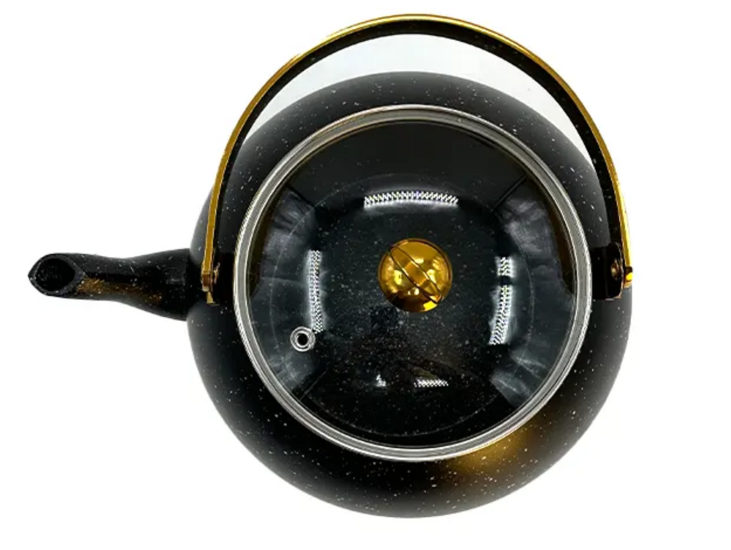 Théière prestige en inox gonflé marbré noir et doré - Collection LM19-3