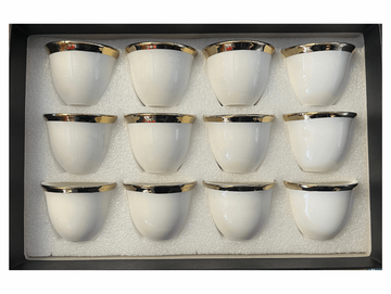 Lot de 12 tasses à café arabe blanches et dorés LM26-3