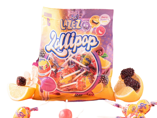 Sucette lollipop (cerise, baies, citron) 13G x8 - LAZEZ