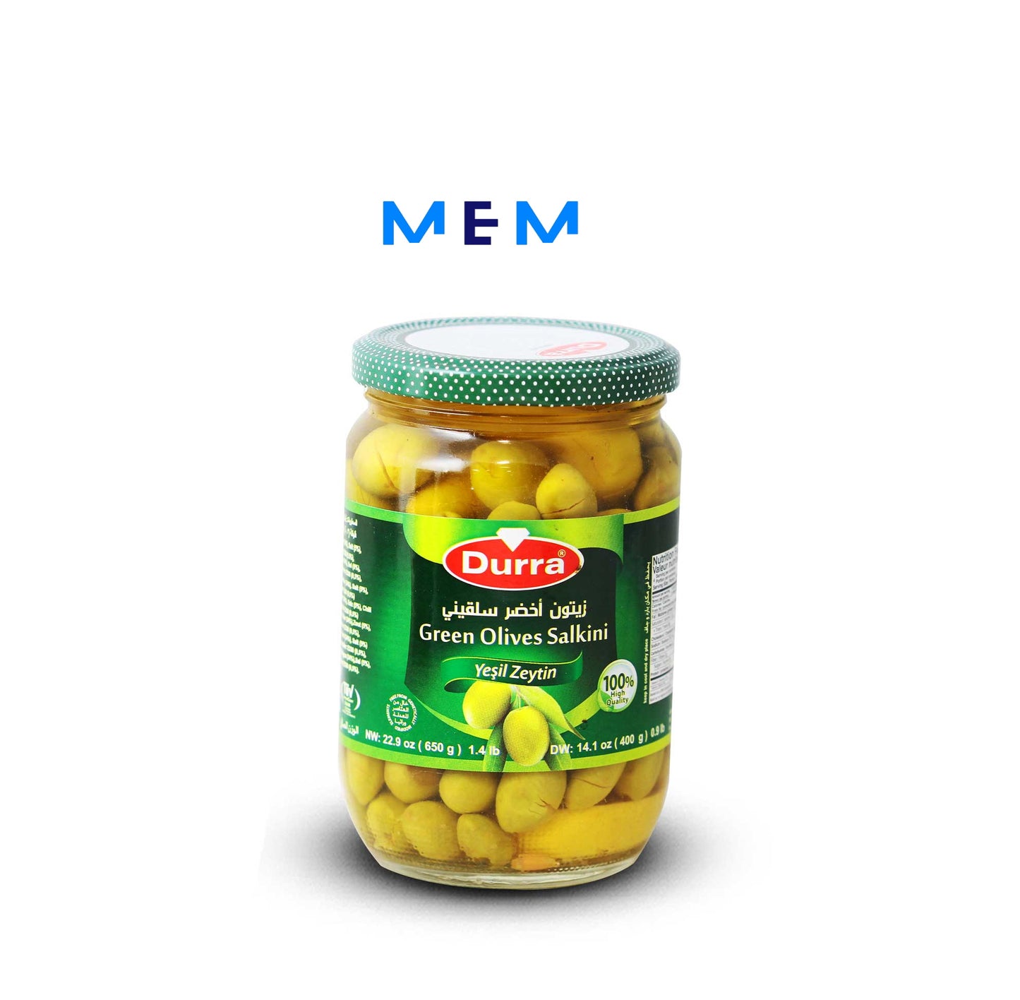Olives vertes salkini 650 gr DURRA